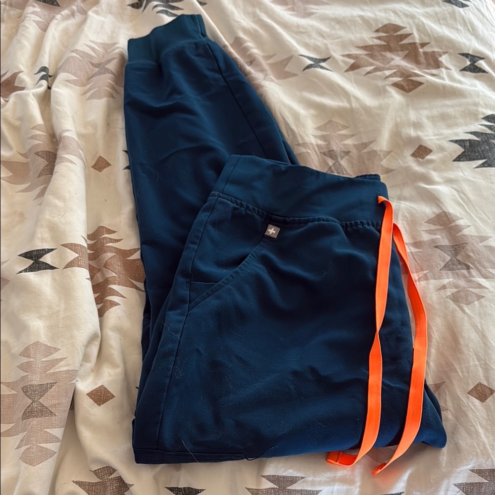 Figs Blue and Orange Joggers with Athletic Stripes